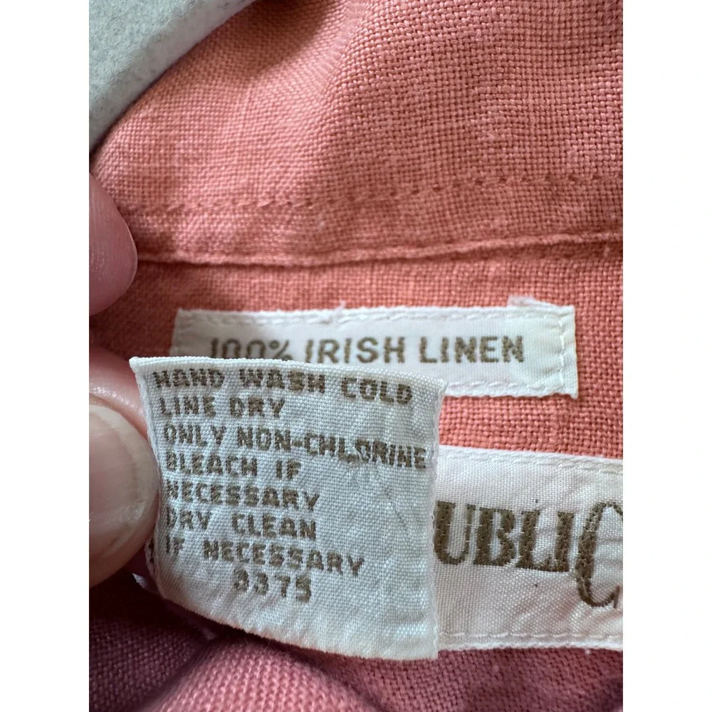 Vintage Banana Republic 100% Irish Linen Shirt Mens Medium Pink Safari Gorpcore